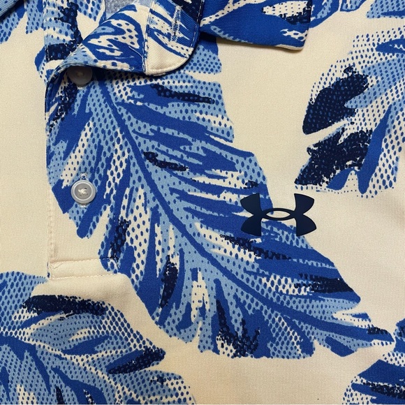 Under Armor Leafy Blue & Light Pink The Play Off Polo Short Sleeve Collared M - Picture 8 of 8